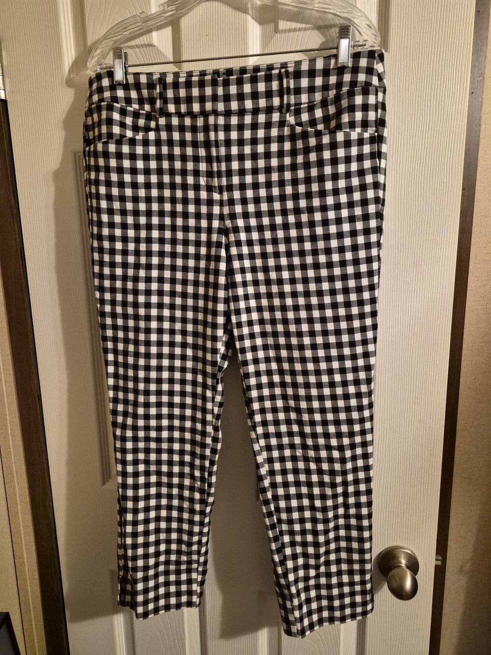 LOFT Black and White Gingham Skinny Pants